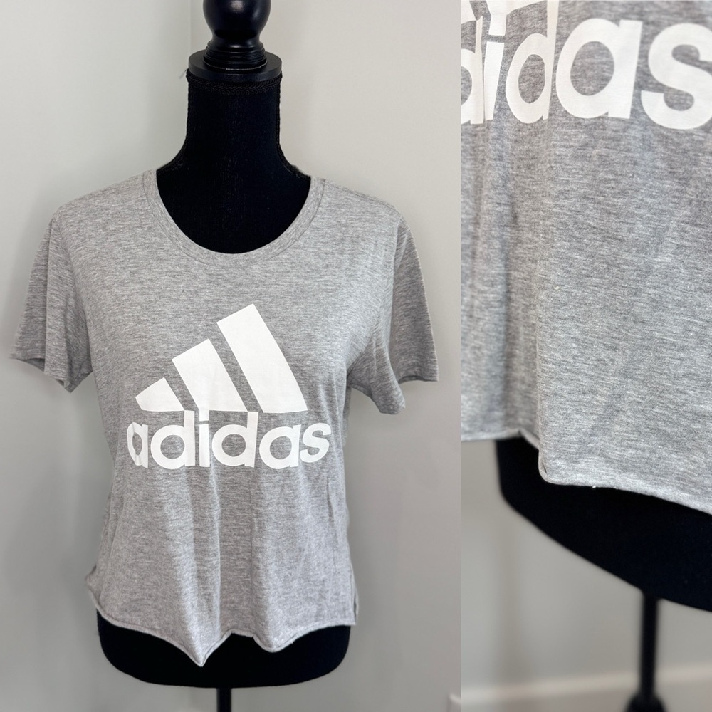 Adidas Amplifier Gray Crop Raw Hem T-Shirt (M)